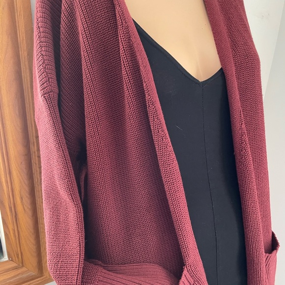 Burgundy!🌺 NWT L Jackson Rowe Supermoon longline open cardigan duster cotton mix - Picture 5 of 11
